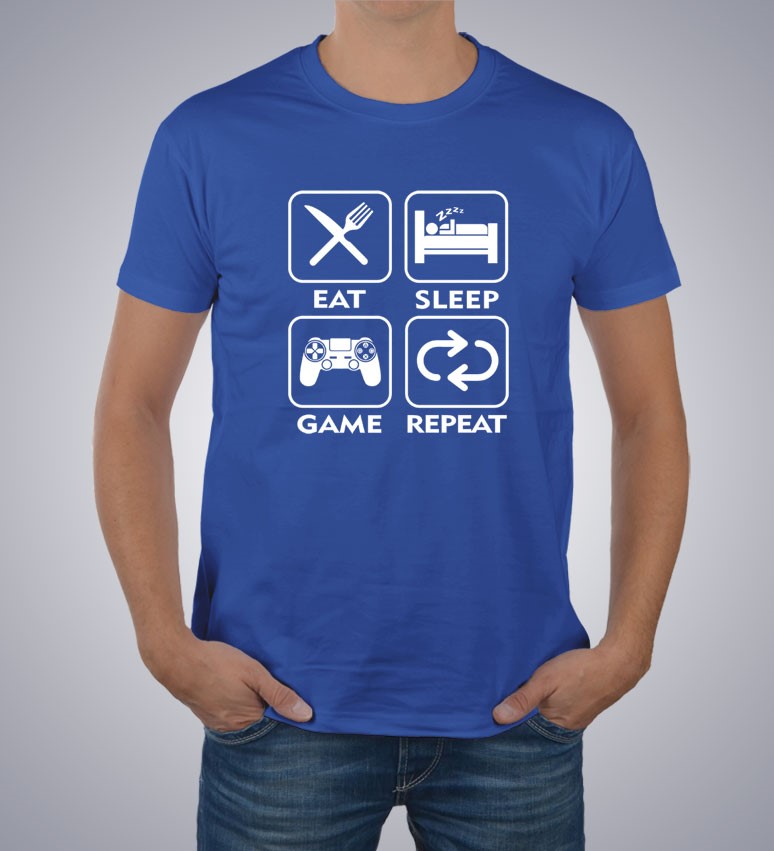 Koszulka z nadrukiem Eat Sleep game Repeat 3