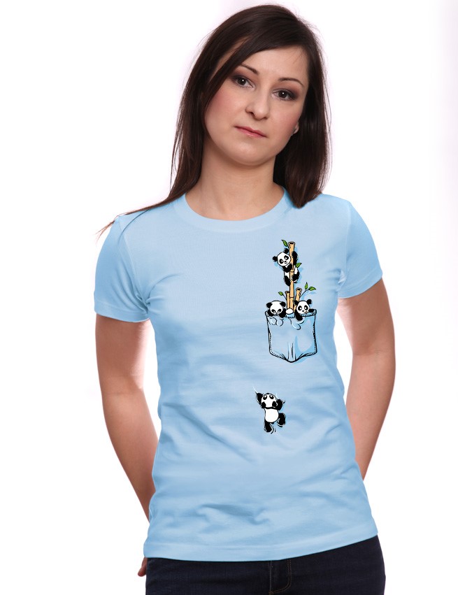 Koszulka damska z nadrukiem Panda Kieszonkowa