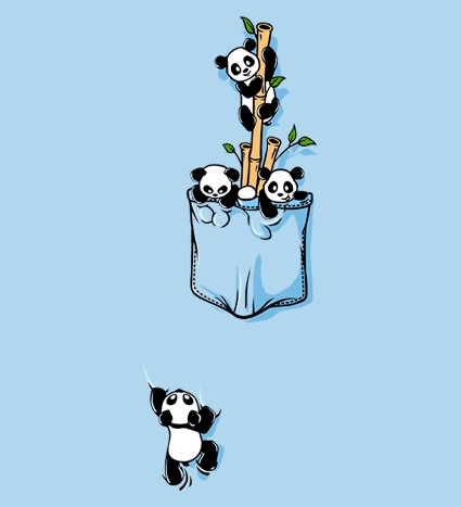 Koszulka damska z nadrukiem Panda Kieszonkowa